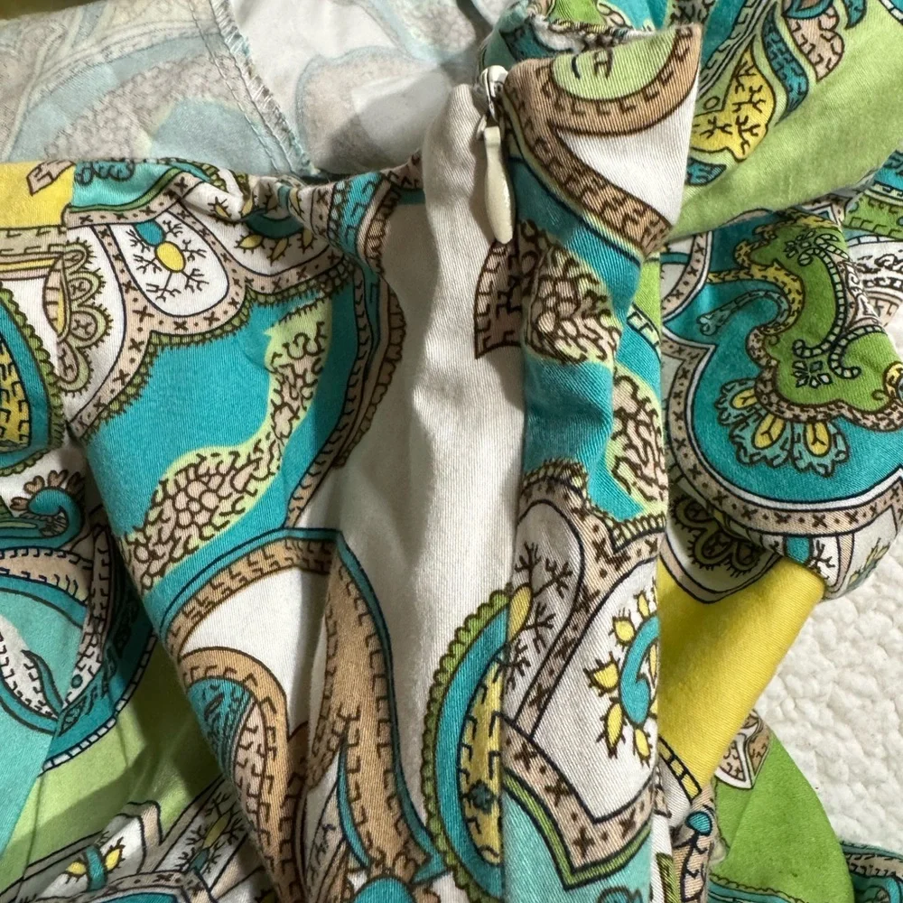 Sunny Leigh Green and Yellow Paisley A-Line Skirt